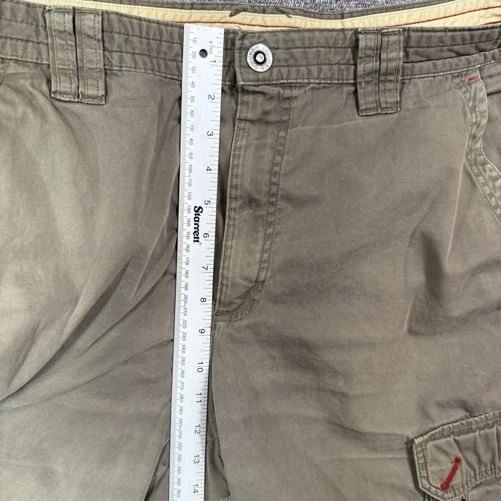 Columbia Cargo Shorts Mens 38 Olive Green Cotton Utility Hiking Paint Splatter